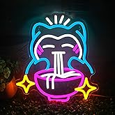 LED Ramen Neon Light - Cute Bear Noodle Neon Sign, Dimmable Japanese Wall Decor for Gaming Rooms, Restaurants, Bars & Kids Bedrooms, Unique Gift with Safe Indoor Use (13.5inx12.6in) (blue)