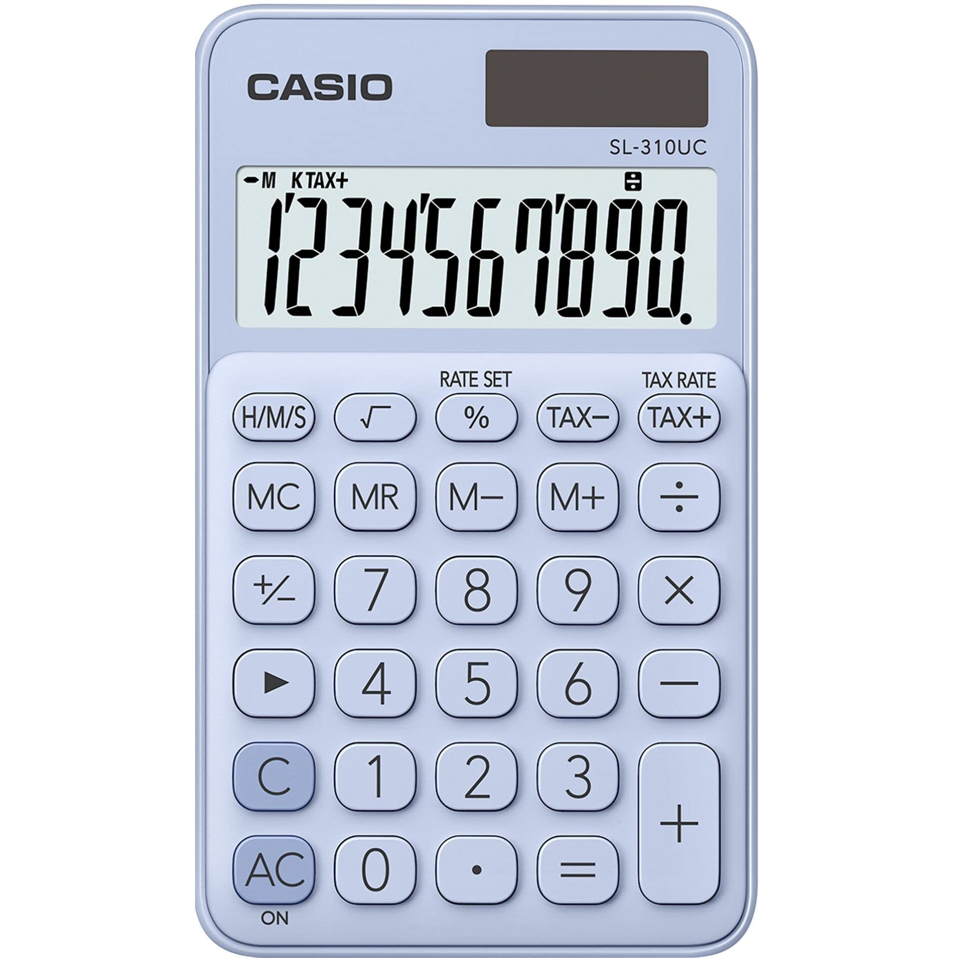 CASIO Calculator SL-310UC, 10 Digits, Trendy Colours, Tax Calculation, Thousands Subdivision, Solar/Battery Operated, Light Blue