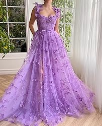 YUAOHUANG 3D Butterfly Tulle Prom Dresses for Women