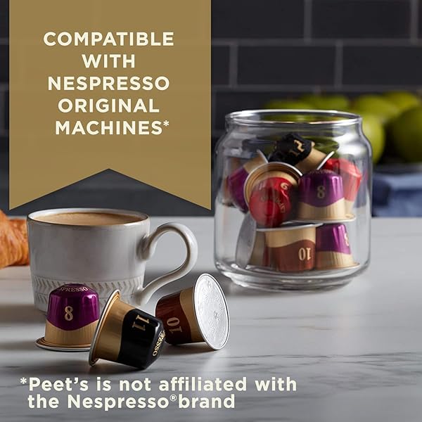 PEET’S COFFEE, DARK ROAST ESPRESSO CAPSULES COMPATIBLE WITH NESPRESSO ORIGINAL MACHINE, CARAMEL 10 COUNT (1 BOX OF 10 ESPRESSO CAPSULES)
