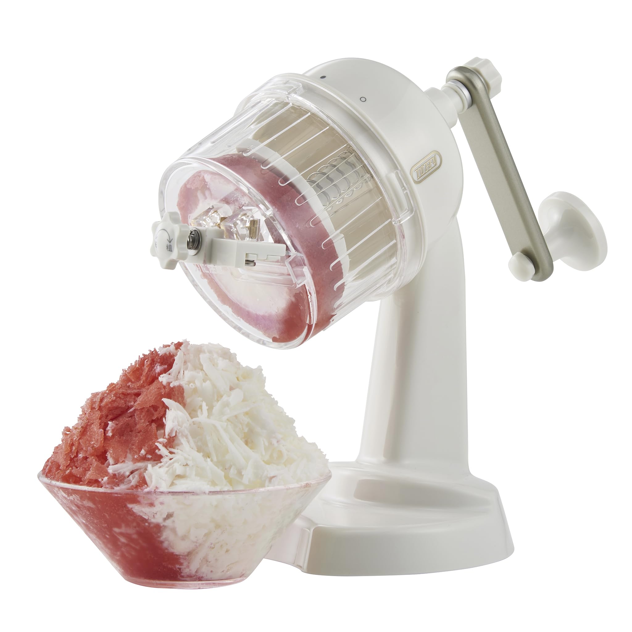 【Toffy/トフィー】コンパクトふわふわかき氷器 K-HIS1 (パンナホワイト) 手動 冷凍フルーツ ジュース氷 味付き氷 バラ氷 ふわふわ サラサラ シャリシャリ 無段階調節 ビビッドカラー K-HIS1-PAW商品画像