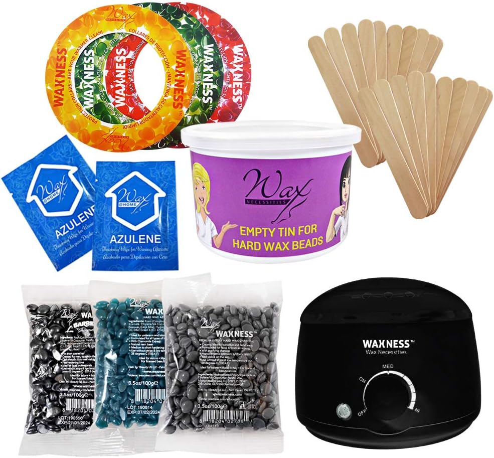 Wax Necessities Waxness Introductory Natural and Synthetic Resin Assortment Hard Wax Kit Black