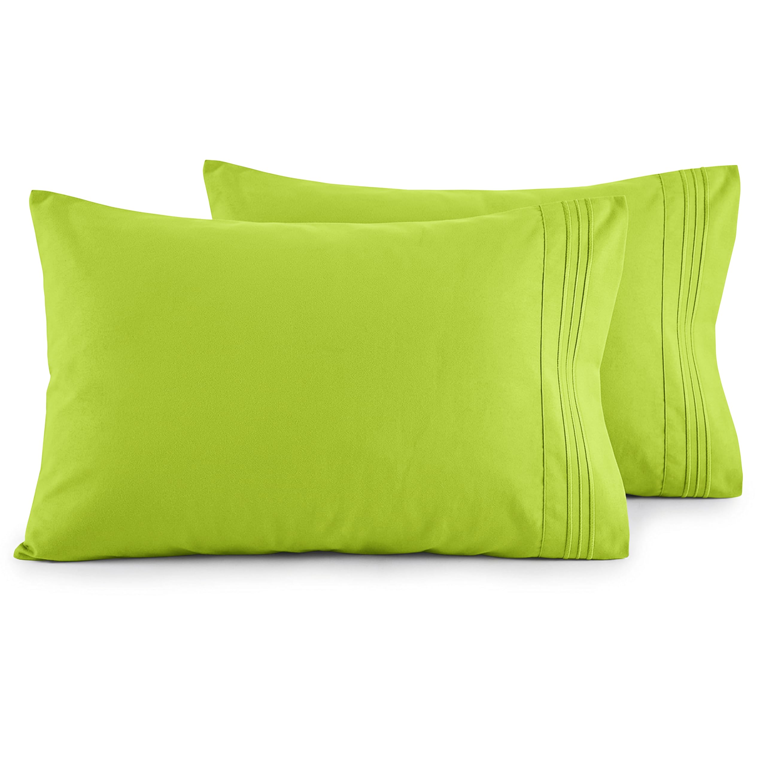 Luxury Ultra-Soft 2-Piece Pillowcase Set 1500 Thread Count Egyptian Quality Microfiber - Double Brushed - 100% Hypoallergenic - Wrinkle Resistant, Standard Size, Lime — image 1