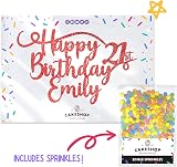 Cakeshop Personalised Happy Birthday Glitter Cake Topper Red Name & Age view 2