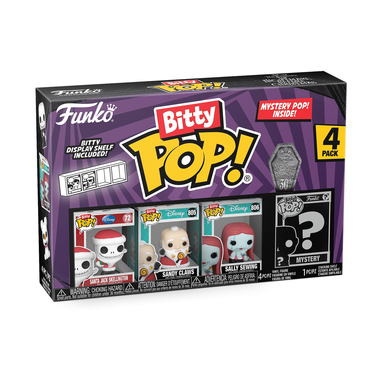 Funko Bitty Pop The Nightmare Before Christmas - Santa Jack, Sandy Claws, Vampire Teddy with Duck and A Surprise Mystery Mini Figure - 0.9 Inch (2.2 Cm) Collectable - Gift Idea