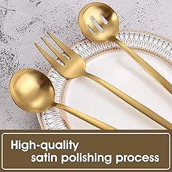 VANVRO Matte Gold Serving Silverware Set, 5-Piece