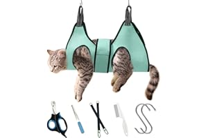 MSMUOEZ Pet Grooming Hammock with Safety Belt for Nail Trimming, Bathing, and Coat Care - Cat & Dog Harness (Size S)