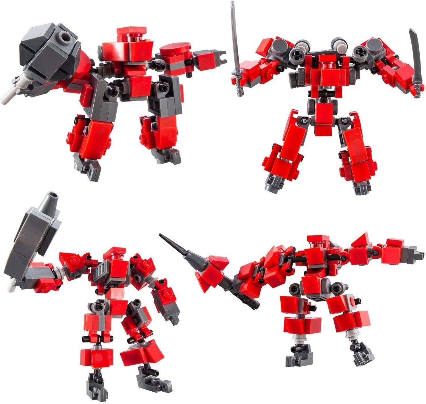Building Blocks Mini Mecha Series, Pack of 4 Team Fighter, 348 Pcs Assembled Toys for Kids Compatible with Other Major Brands Parts