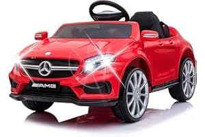 BOBIKE 12V Electric Car for Kids, Toddler Electric Vehicle, Children Ride On Toy with Parental Remote Control, Battery Powered Wheels, Double Doors, 5 Point Safety Belt,LED Light (red)