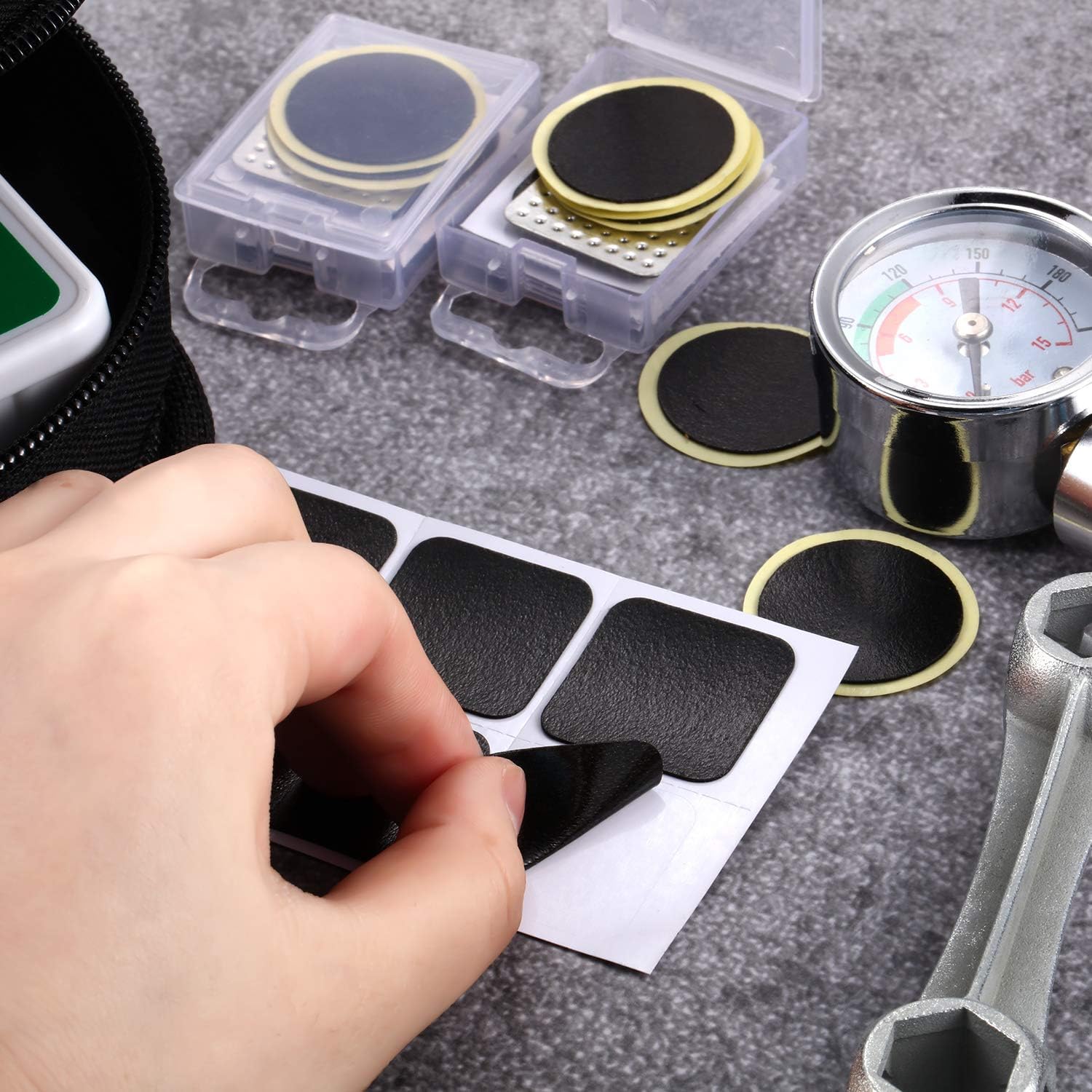 24 Pieces Bike Tire Puncture Patch Glueless Bike Repair Patch Round and