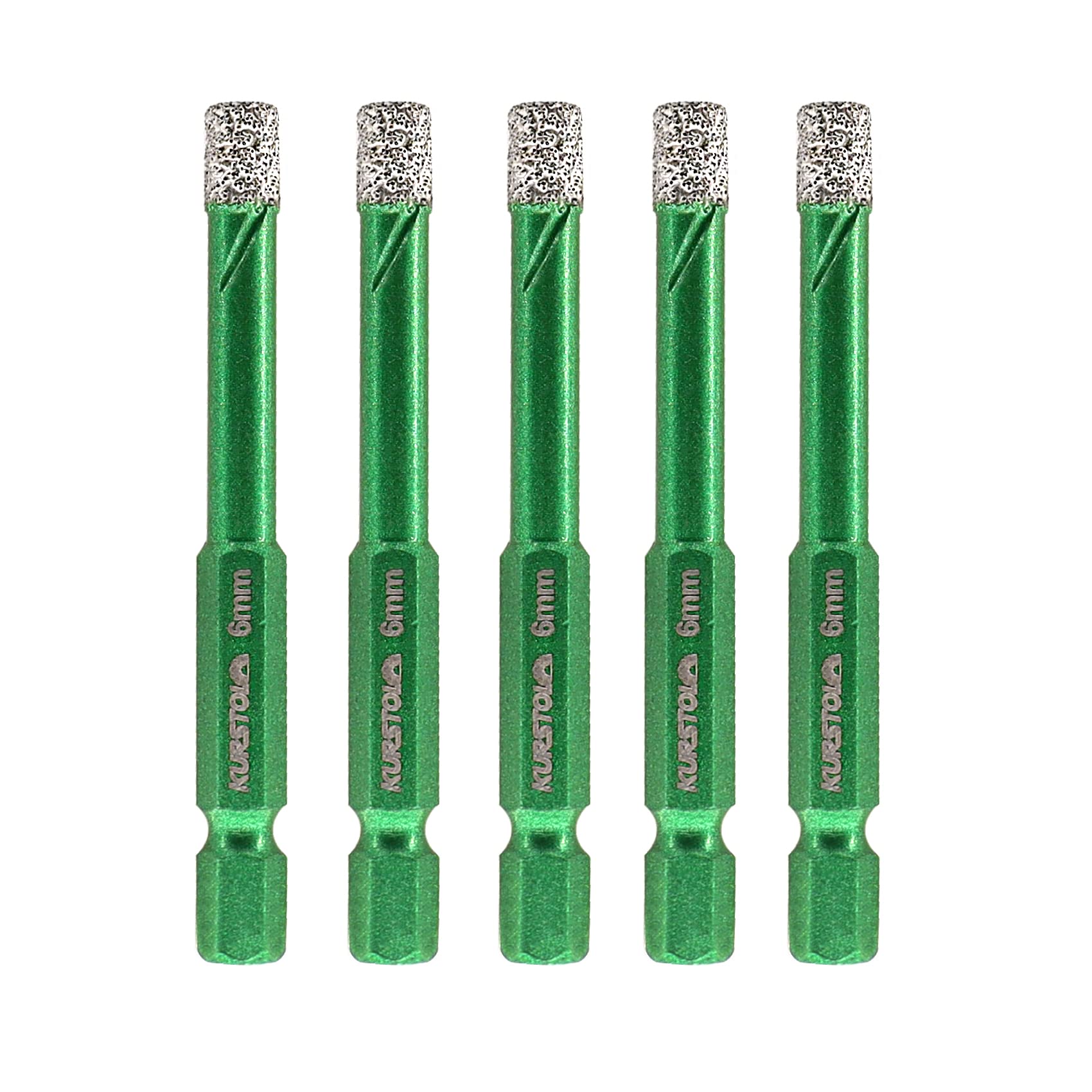 Porcelain Tile Diamond Drill Bits - Dry Diamond Hole Saw Set for Ceramic Marble Granite Stone,Diamond Core Drill Bit Kit Quick Change Shank Fixed on Drills,No.K1(5pcs 6mm)