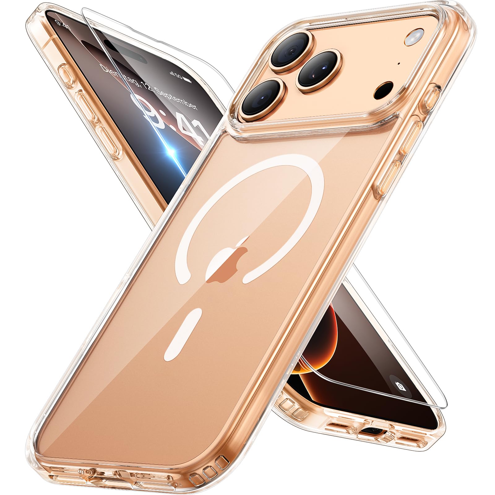Photo 1 of Miracase Magnetic for iPhone 17 Pro Case 6.3" with Screen Protector, [Compatible with MagSafe] Military-Grade Protection, Anti-Fingerprint, Slim Thin Phone Case for 17 Pro Cover, Clear