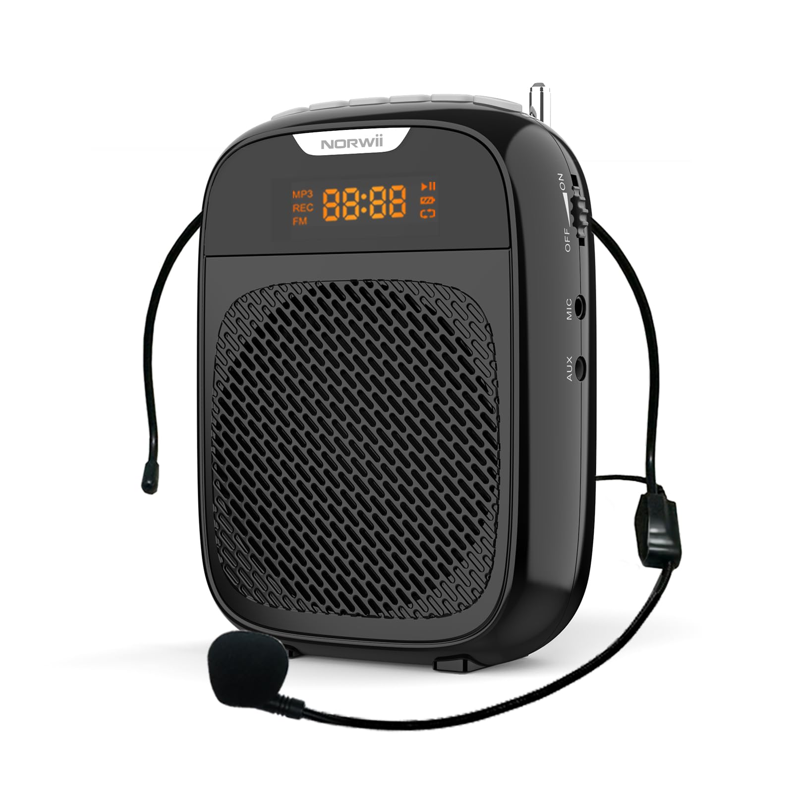 Norwii Mini Voice Amplifier Portable Rechargeable Bluetooth Speaker 4000mAh with Wired Microphone Headset & Waistband, PA system Personal Voice Amplifier for Teachers, Tour Guides, Meeting, Coaches