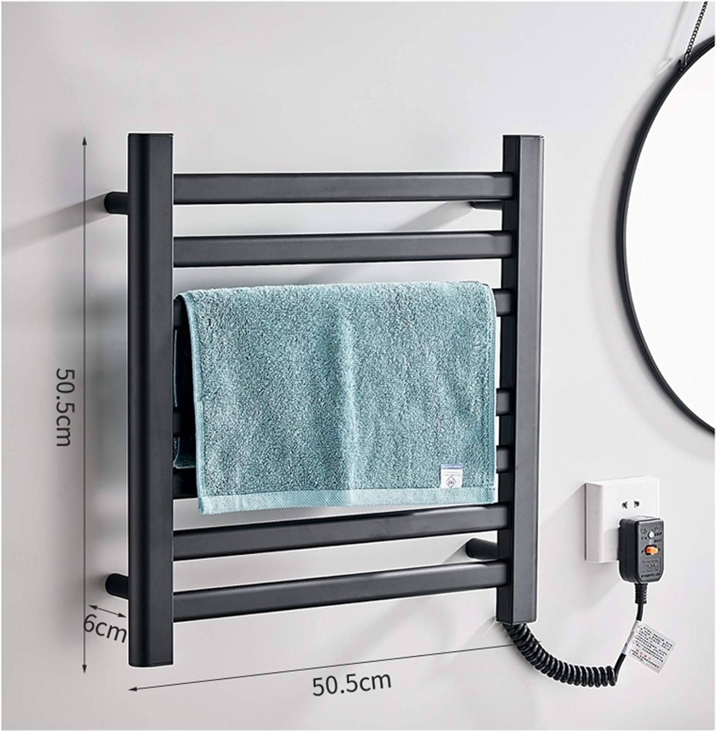 SYN-GUGAI Baño Blanco/Negro radiador de Toallas de calefacción eléctrica Plano montado en la Pared 505 * 505 * 60 mm, clasificación de impermeabilidad ...
