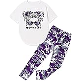 Gaupafmb Girls Clothes, Teen Girl Clothes Sweetie-Girl Print Short Sleeve Tops Tie Dye Long Pants 2 PC Sweatsuits Set 6-14