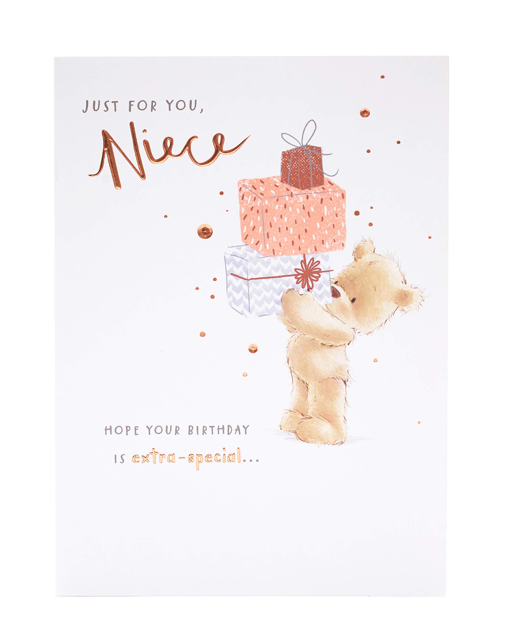 UK Greetings | Birthday Card for Niece | Happy Birthday Gifts | Her, Girls, Women | Teddy Bear Design | With Envelope | 146 x 201 mm