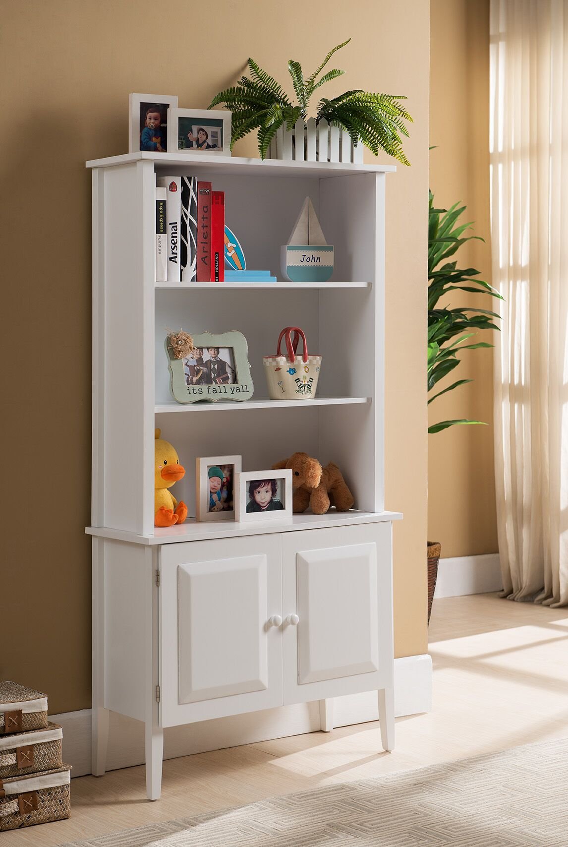 Kings Brand Furniture Wood Bookcase with Doors, White 689830062749 eBay