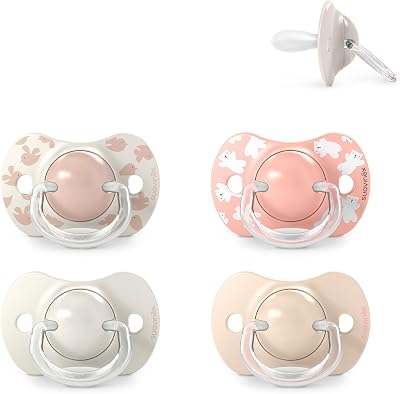 , Pack de 4 Chupetes para Bebés 6-18 Meses, con Tetina Fisiológica de Silicona SX Pro Simétrica, Plana y Flexible, Respeta el Desarrollo Bucodental, Birdies y Wild&Free, Rosa