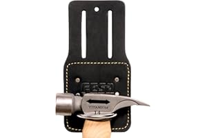 FESA Leather Hammer Holder for Belt - Top Grain Leather Hammer Holster with Steel Hammer Loop & Reinforced Heavy Duty Rivets - Fits Belts up to 3" - Handcrafted
