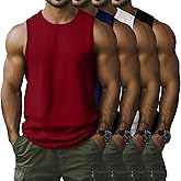 Locoowai 4 Pack Men's Sleeveless Tank Tops, Cotton Crew Neck T Shirts Casual Classic Shirts Workout Muscle Gym Solid Tees