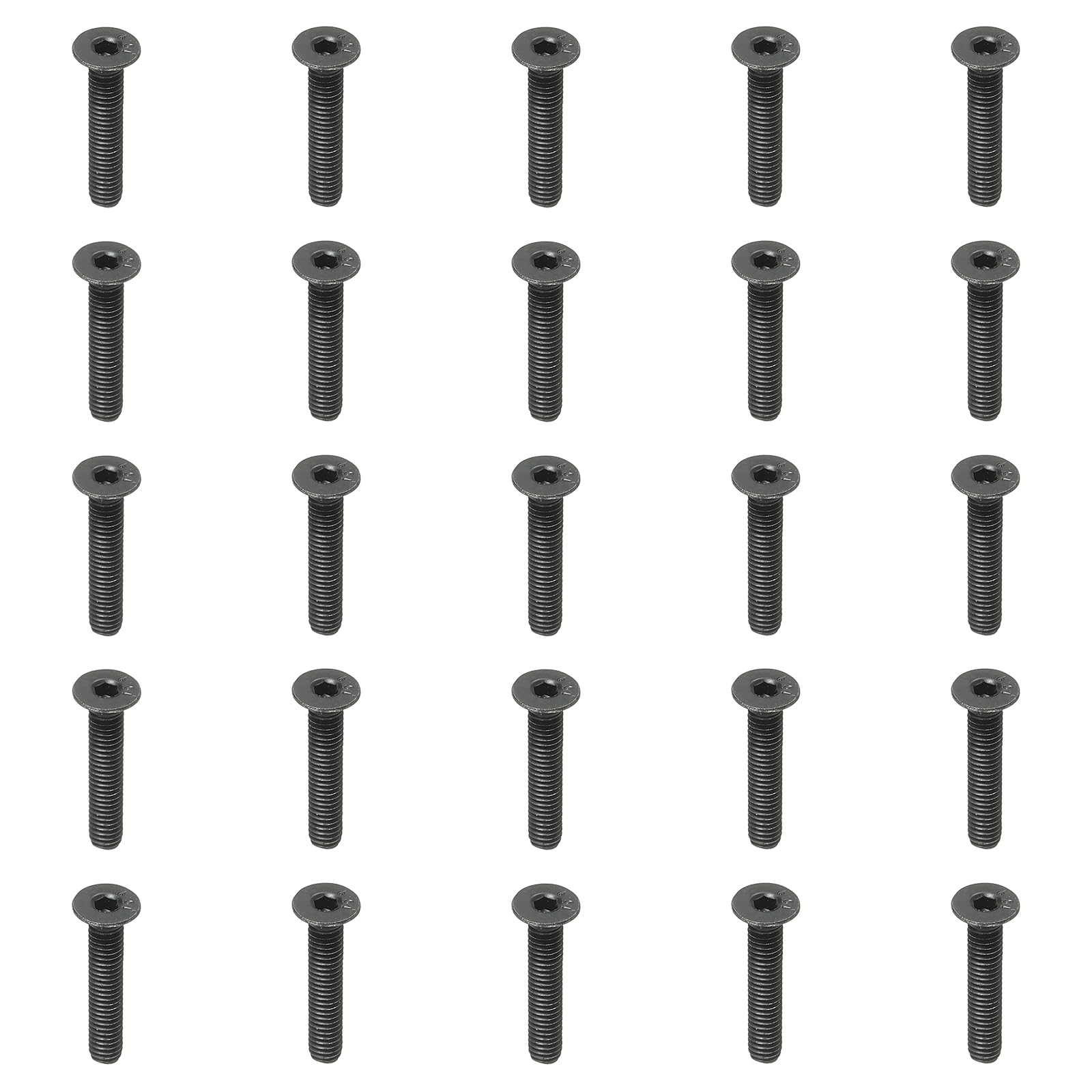 PATIKIL M4 x 20 mm Flat Head Socket Cap Screws, 50 Pack Flat Countersunk Bolts Medium Carbon Steel Hex Socket Drive Machine Screws Full Thread Black Oxide Grade 10.9 — image 1