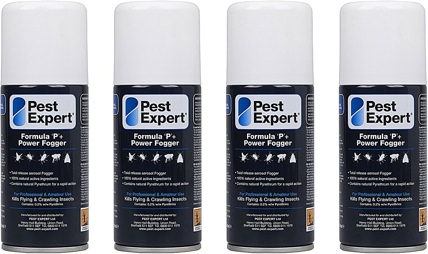 Pest Expert Formula ‘P+’ Carpet Beetle Killer Fogger 4 x 150ml (HSE