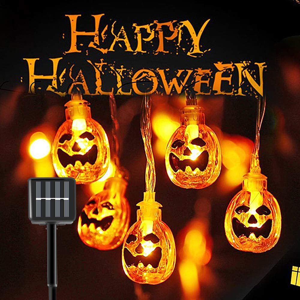 TUMURPEAK Halloween Pumpkin String Lights, 3D Pumpkin Solar Light, Waterproof Light Decor for Patio Garden Gate Yard 30Led 19.7ft