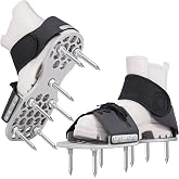 onoxouo Lawn Aerator Shoes for Compacted Clay Soil, Heavy Duty Steel Spikes | 5mm Aluminum Base, 2-3/16" Spikes, Anti-Clog Prevents Mud, Adjustable Straps, Fits US Sizes 6-11,Fully Assembled, Black