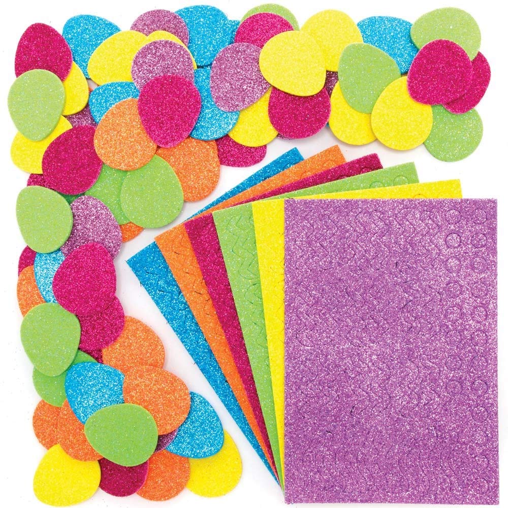 Baker Ross Easter Egg Glitter Stickers - Pack of 100, Easter Crafts Supplies for Kids (AX766), Assorted - Image 3