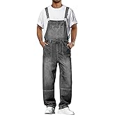 Runcati Men's Denim Bib Overall Jean Romper Casual Fashion Workwear Adjustable Strap Loose Fit Hip Hop Jumpsuit