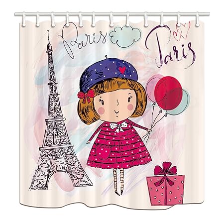 Kotom Christmas Decor Shower Curtain By The Eiffel Tower And