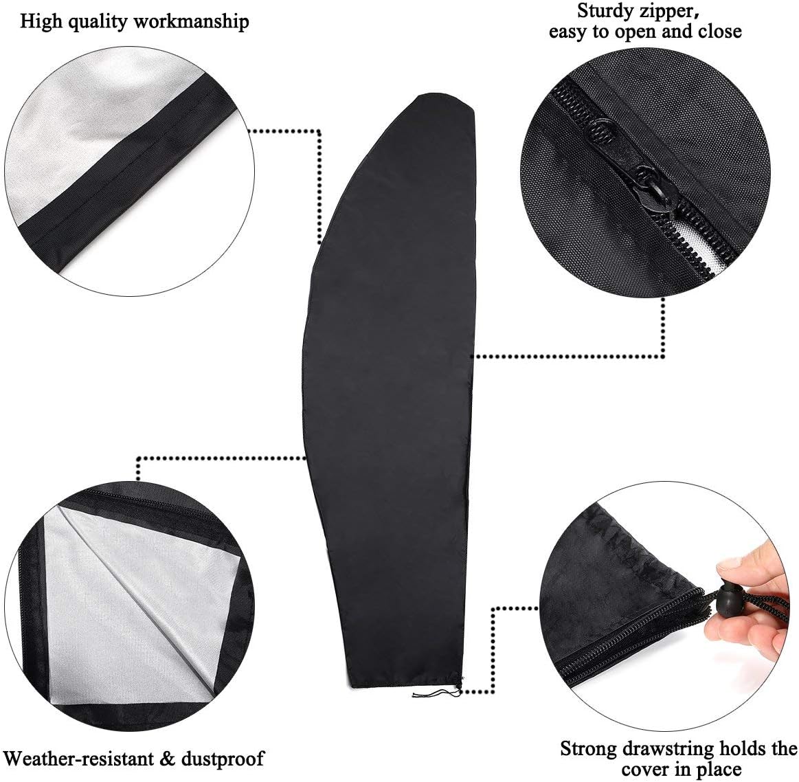Raword Parasol Covers Waterproof, 600D Oxford Fabric Cantilever Parasol Cover with Zip for 9ft to 11ft Outdoor Umbrellas(265 x 40/70 / 50 cm) - Image 3