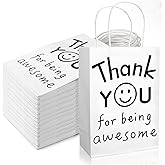 JarThenaAMCS 30Pcs Appreciation Paper Gift Bags Inspiration Smile Face Thank You for Being Awesome Shopping Goodie Bags for Employee Business Retail Coworker Colleague