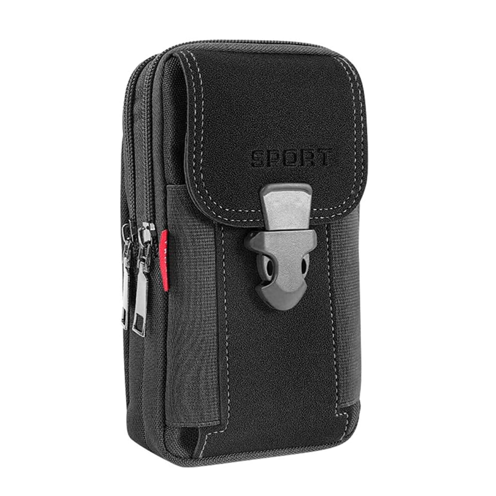 Men's Multifunctional Belt Mobile Phone Case Large Smartphone Bag Mobile Phone Belt Bag Belt Bag Belt with Carabiner Work Tactical Work Bag for Hiking, Camping (Black)