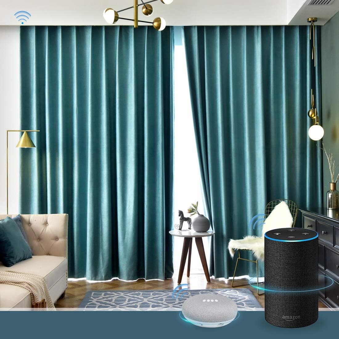 Amazon.com: Graywind Motorized Blackout Curtain Set Smart Rod Remote