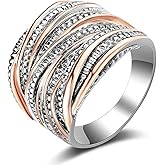 Mytys 2 Tone Intertwined Crossover Statement Ring Fashion Chunky Band Rings for Women Wide Index Finger Rings Costume Jewelry