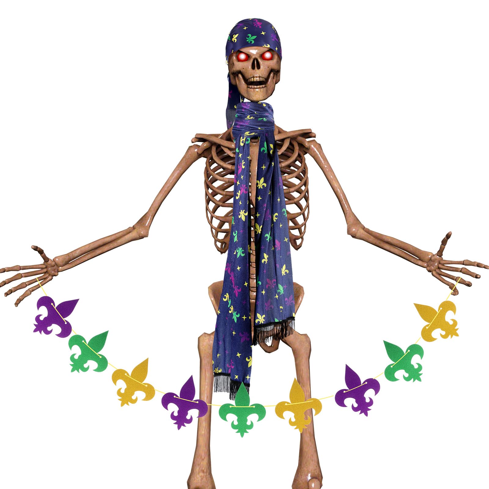 Photo 1 of ** SET OF 2 ** Leitee 3 Pcs 12 ft Skeleton Patriotic Star Accessories 4th of July 12 ft Skeleton Costume Star Red Blue White Set(Fleur De Lis)