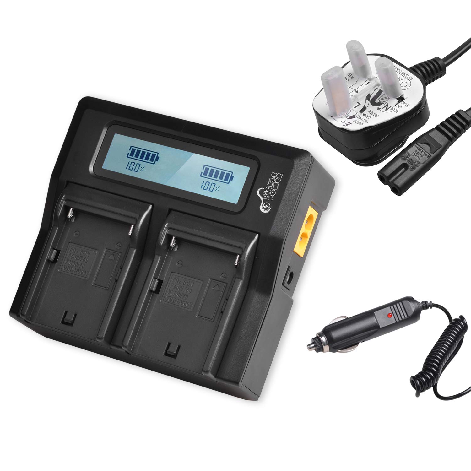 NP-F970 Rapid Battery Charger Pickle Power NP-F930 LCD Dual Charger for Sony NP-F950 NP-F960 Batteries and DCM-M1 MVC-CD1000 HDR-FX1 DCR-VX2100E DSR-PD190P NEX-FS700RH HXR-NX3 Cameras