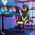 Hbada Gaming Chair Ergonomic Racing Computer with Height Adjustment Headrest and Lumbar Support E-Sports Swivel