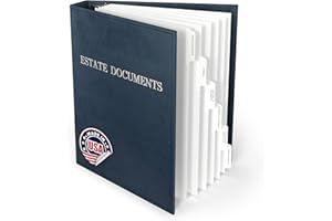 THREE RING SYSTEMS Estate Planning Binder DX Pre-Labeled Tabs, 1.5-Inch Angle D Ring, Faux Leather, Sheet Protectors– Organizing Wills, Trusts, Powers of Attorney & Final Wishes (Silver on Navy - Deluxe) + Linen Folder