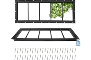 PODOY 2 Pack Shed Windows 10'' x 29'' Black Flush Mount with Tempered Glass for Playhouse Windows, Transom Window for Chicken Coop Windows, Garage and Barns (No Screen)