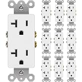 BESTTEN 10 Pack 20 Amp Decorator Wall Receptacle Outlet, Non-Tamper-Resistant, 20A/125V/2500W, Residential and Commercial Use, UL Listed, White