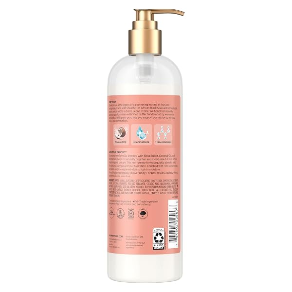 SHEAMOISTURE ILLUMINATING BODY LOTION WITH COCONUT OIL, HIBISCUS, NIACINAMIDE AND PRO-CERAMIDES, INSTANTLY ENHANCING SKIN’S NATURAL GLOW, 24H MOISTURIZING 16 OZ