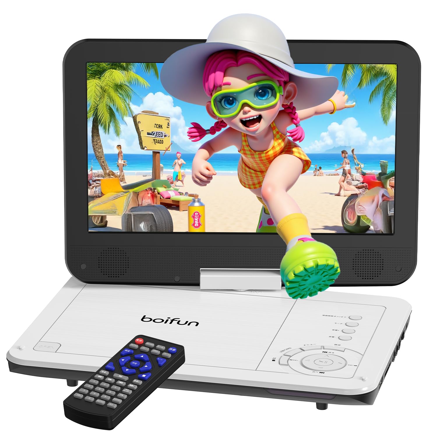 【2025年 超軽量】 BOIFUN ポータブルDVDプレーヤー12.5型 ミニdvdプレーヤー 10.5インチ 1024*600液晶 270°回転可能 折りたたみ式 スクリーン 2500mAhバッテリー 最大5時間再生 CD/DVD/USB/SD/AV対応 旅行 車載 子供向け TV同期可能 リージョンフリー CPRM対応 レジューム機能 リモコン付き 簡単操作商品画像