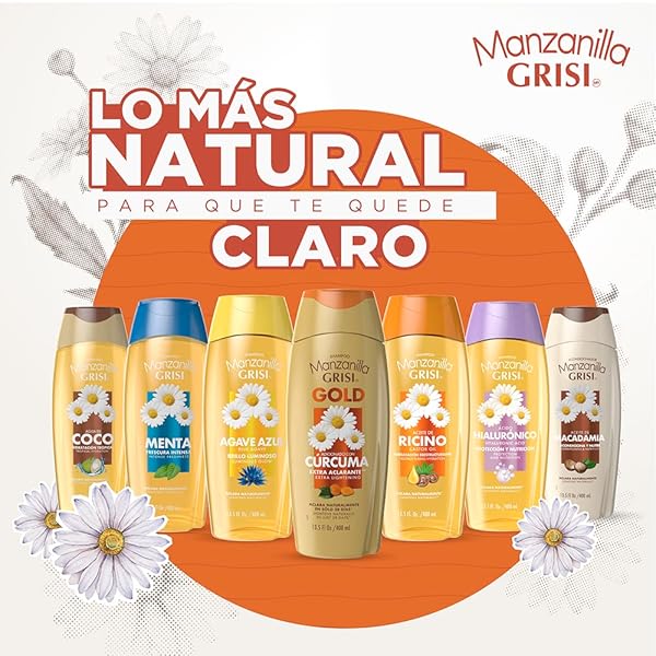 MANZANILLA GRISI GOLD EXTRACT LIGHTENING SHAMPOO, EXTRA LIGHTENING AND GLOWING EFFECT HAIR, WITH CHAMOMILE FLOWER EXTRACT AND TURMERIC 13.50 FL OZ