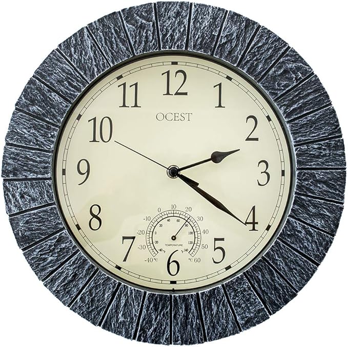OCEST Wall Clock, 13 Inch Indoor/Outdoor Clock Waterproof Large Display