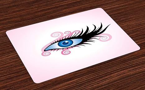 ABAKUHAUS Auge Platzmatten, Fantastischer Blick Einer Frau in der grafischen Art mit Wirbel-Schwarz-Peitschen auf Rosa, Wasch