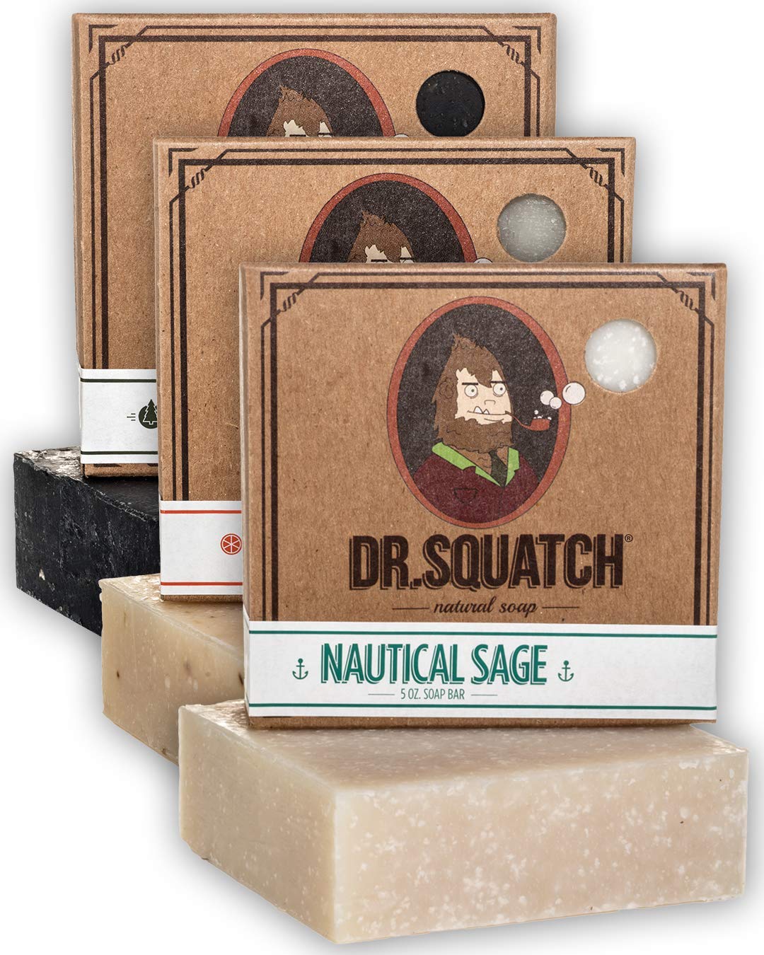 Dr. Squatch Men's Soap Sampler Pack (3 Bars) – Pine Tar, Cedar Citrus, Nautical Sage – Natural Manly Scented Organic Soap for Men (3 Bar Bundle Set) : Beauty