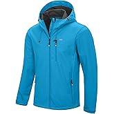 33,000ft Men's Softshell Jacket with Hood Waterproof Windbreaker Lightweight Rain Shell Jacket for Outdoor Hiking Travel