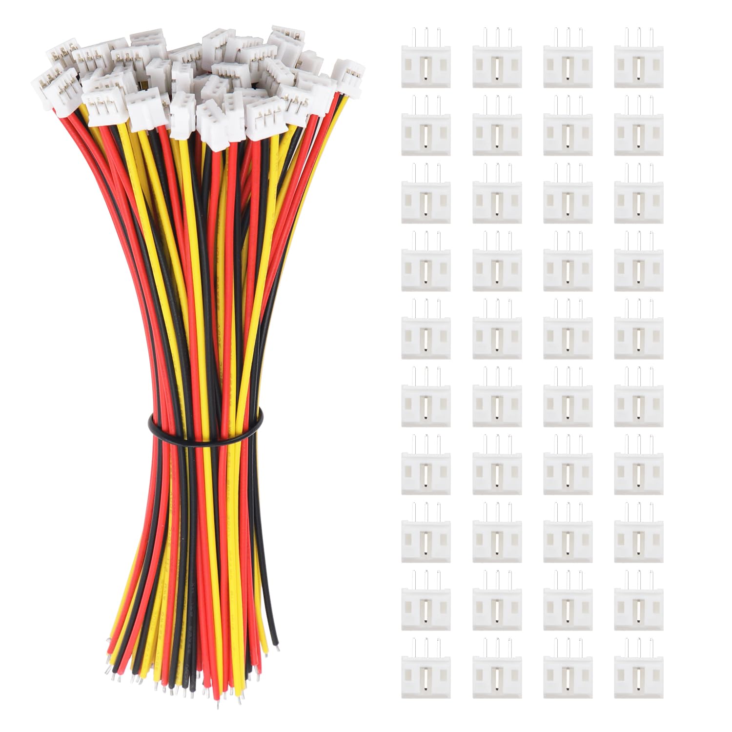 Lyeteung 40 Sets Mini Micro JST 2.0 PH 3 Pin Connector Plug Male with 150mm 22AWG Cable & Female Connector